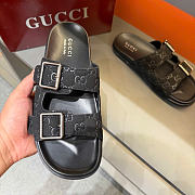 Kitlife Gucci Men's Slide Sandal Black With Buckles - 6