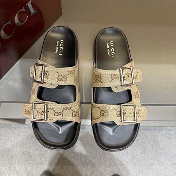 Kitlife Gucci Men's Slide Sandal Beige With Buckles 