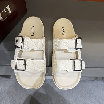 Kitlife Gucci Men's Slide Sandal White With Buckles 