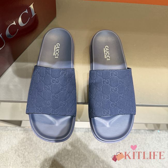 Kitlife Gucci Men Slide Sandals In Dark Blue - 1