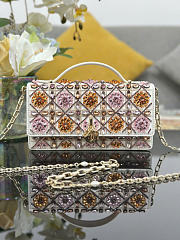 Kitlife Dior Miss Embroidered White, Pink & Violet Rhinestone Chain Bag 21x11.5x4 cm - 1