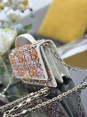 Kitlife Dior Miss Embroidered White, Pink & Violet Rhinestone Chain Bag 21x11.5x4 cm - 4