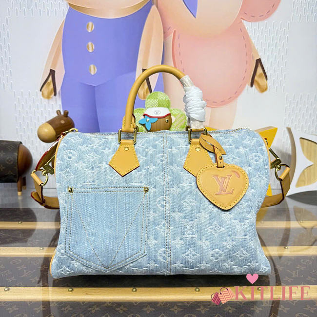 Kitlife Louis Vuitton Speedy Bandoulière 30 Bag Light Blue Denim M2A209 34x19x22cm - 1