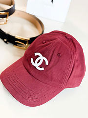 Kitlife Chanel Embroidered Baseball Cap Burgundy - 4