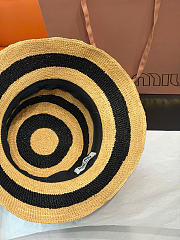 Kitlife Miu Miu Striped Beige & Black Raffia Hat - 3