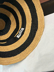 Kitlife Miu Miu Striped Beige & Black Raffia Hat - 2