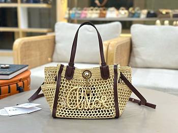 Kitlife Chloe Small Iconic Double Carry Bag In Raffia 23x20x12cm
