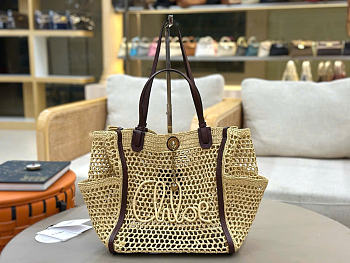 Kitlife Chloe Large Iconic Double Carry Bag In Raffia 28x29x15cm