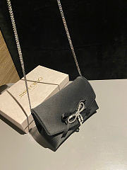Kitlife Jimmy Choo Black Satin Mini Bag with Crystal Bow 19x12x7cm - 4