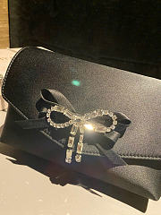 Kitlife Jimmy Choo Black Satin Mini Bag with Crystal Bow 19x12x7cm - 5