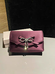 Kitlife Jimmy Choo Burgundy Satin Mini Bag with Crystal Bow 19x12x7cm - 1