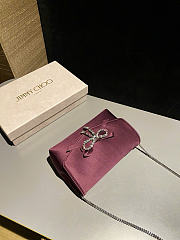 Kitlife Jimmy Choo Burgundy Satin Mini Bag with Crystal Bow 19x12x7cm - 4