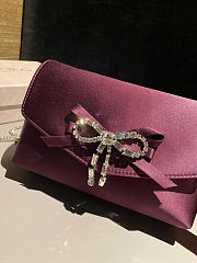 Kitlife Jimmy Choo Burgundy Satin Mini Bag with Crystal Bow 19x12x7cm - 3