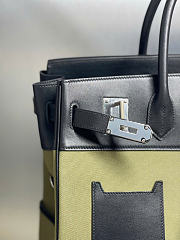 Kitlife Hermes Birkin Cargo HAC 40cm Black Swift Leather & Green Canvas Patchwork Bag  - 3