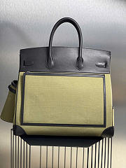 Kitlife Hermes Birkin Cargo HAC 40cm Black Swift Leather & Green Canvas Patchwork Bag  - 4