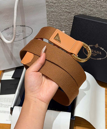 Kitlife Prada Woven Re-Nylon Belt In Brown 35mm 