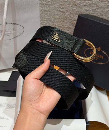 Kitlife Prada Woven Re-Nylon Belt In Black 35mm