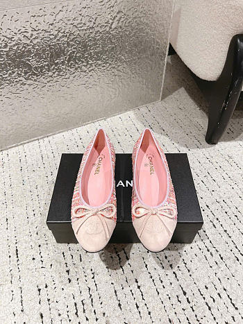Kitlife Chanel Ballet Flats Shoes Pink Lambskin & Tweed