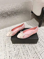 Kitlife Chanel Ballet Flats Shoes Pink Lambskin & Tweed - 2