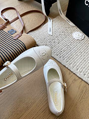 Kitlife Chanel Mary Janes Lambskin White Shoes - 5