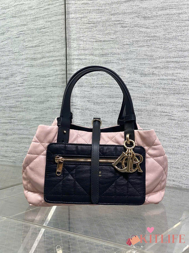 Kitlife Dior Small Toujours Reversible Handbag Pink & Black 23x15x15cm - 1