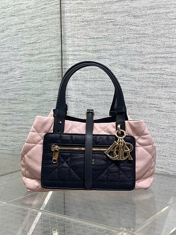 Kitlife Dior Small Toujours Reversible Handbag Pink & Black 23x15x15cm