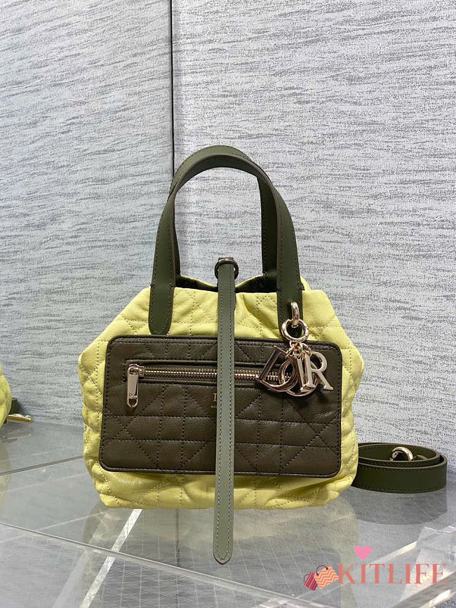 Kitlife Dior Small Toujours Reversible Handbag Yellow & Green 23x15x15cm - 1