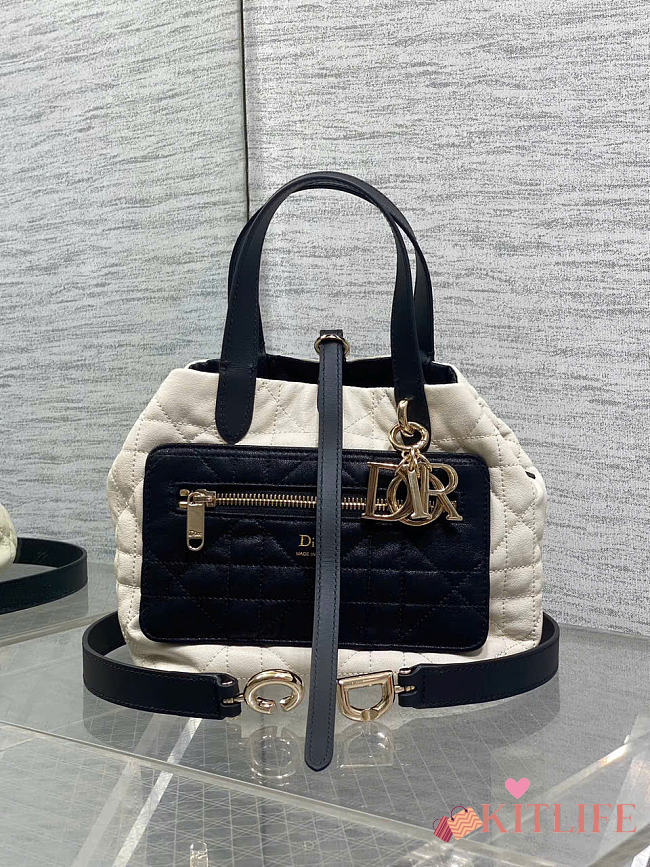 Kitlife Dior Small Toujours Reversible Handbag White & Black 23x15x15cm  - 1