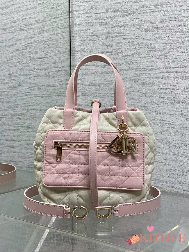 Kitlife Dior Small Toujours Reversible Handbag White & Pink 23x15x15cm  - 1