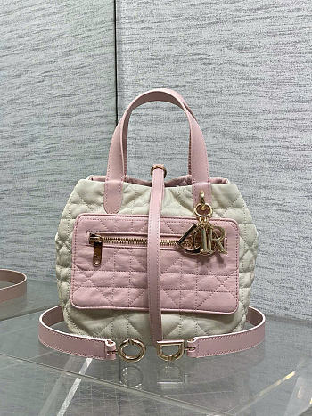 Kitlife Dior Small Toujours Reversible Handbag White & Pink 23x15x15cm 
