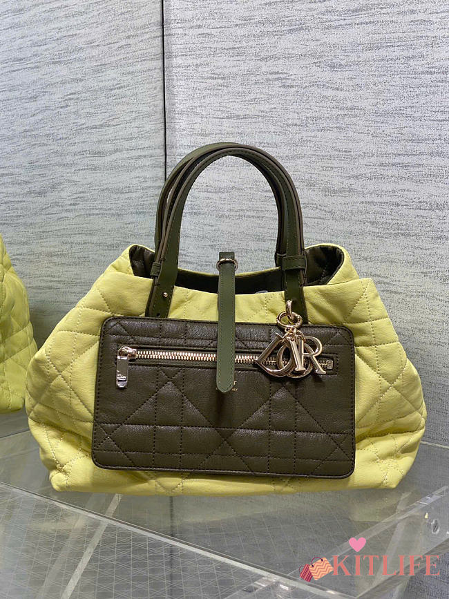 Kitlife Dior Medium Toujours Reversible Handbag Yellow & Green 28.5x19x21cm - 1