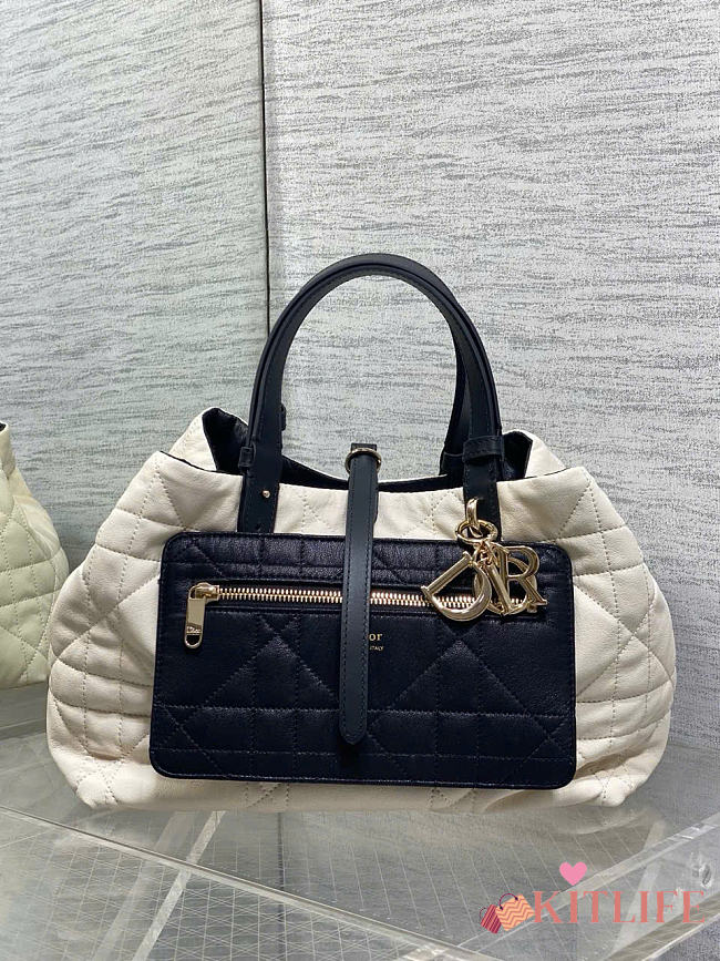 Kitlife Dior Medium Toujours Reversible Handbag White & Black 28.5x19x21cm - 1