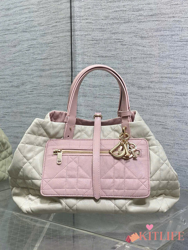 Kitlife Dior Medium Toujours Reversible Handbag White & Pink 28.5x19x21cm - 1