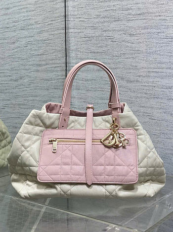 Kitlife Dior Medium Toujours Reversible Handbag White & Pink 28.5x19x21cm