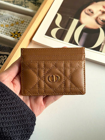 Kitlife Dior Caro Card Holder Brown 10.5x7.5cm