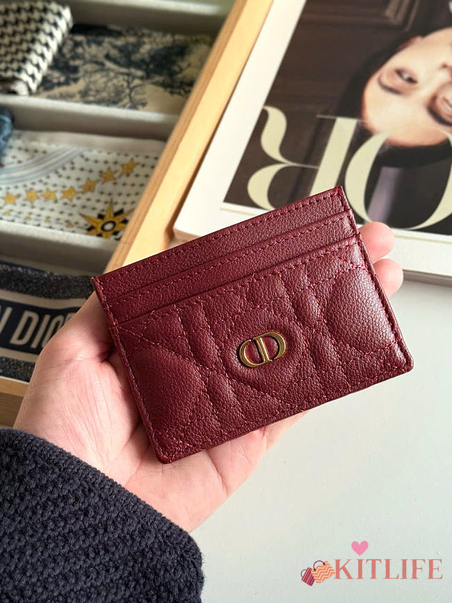 Kitlife Dior Caro Card Holder Burgundy 10.5x7.5cm - 1