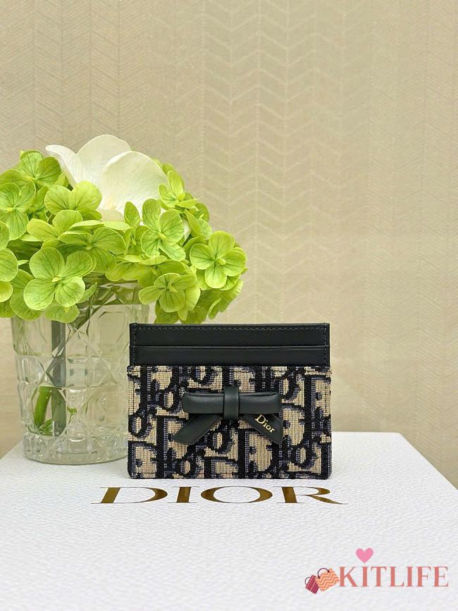 Kitlife Dior Bow Card Holder Blue Obique 10.5x7.5cm - 1
