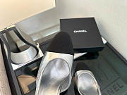 Kitlife Chanel Silver Calfskin Cap Toe CC Slingback Pumps 65mm - 4
