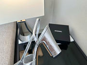 Kitlife Chanel Silver Calfskin Cap Toe CC Slingback Pumps 65mm - 3