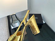 Kitlife Chanel Gold Calfskin Cap Toe CC Slingback Pumps 65mm  - 4