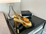 Kitlife Chanel Gold Calfskin Cap Toe CC Slingback Pumps 65mm  - 2