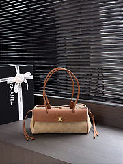 Kitlife Chanel Small Shopping Bag Brown Calfskin & Beige Suede AS6288 31x15x12cm  - 1
