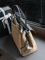 Kitlife Chanel Large Shopping Bag Black Calfskin & Beige Suede AS6289 33x43x17.5cm  - 5