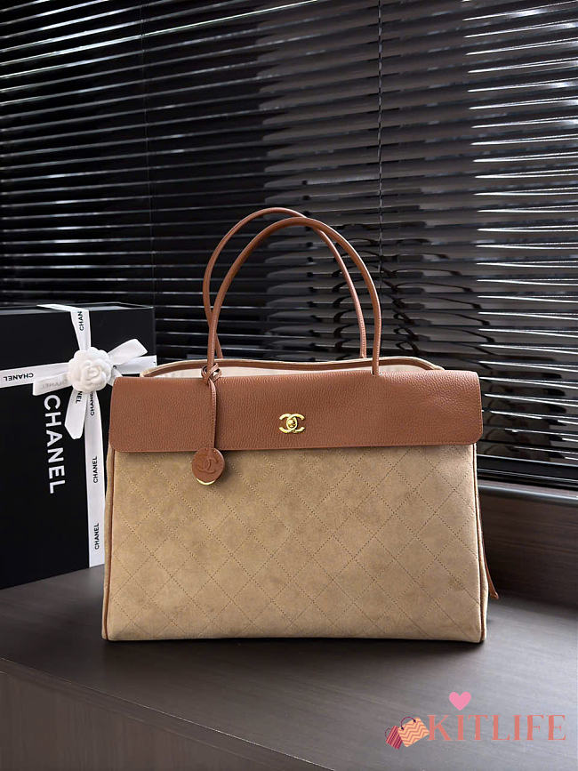 Kitlife Chanel Large Shopping Bag Brown Calfskin & Beige Suede AS6289 33x43x17.5cm - 1