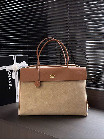 Kitlife Chanel Large Shopping Bag Brown Calfskin & Beige Suede AS6289 33x43x17.5cm