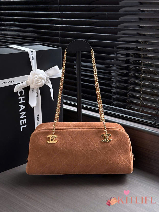 Kitlife Chanel 26A Brown Suede Chain Bag AS6406 15x32x8cm - 1