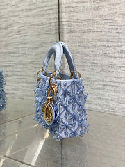 Kitlife Dior Lady Micro Embroidered Blue Beaded Bag 12x10x5cm - 6