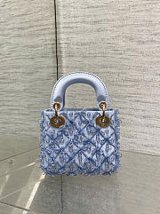 Kitlife Dior Lady Micro Embroidered Blue Beaded Bag 12x10x5cm - 3