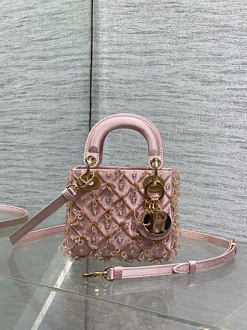 Kitlife Dior Lady Micro Embroidered Pink Beaded Bag 12x10x5cm