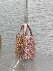 Kitlife Dior Lady Micro Embroidered Pink Beaded Bag 12x10x5cm - 5